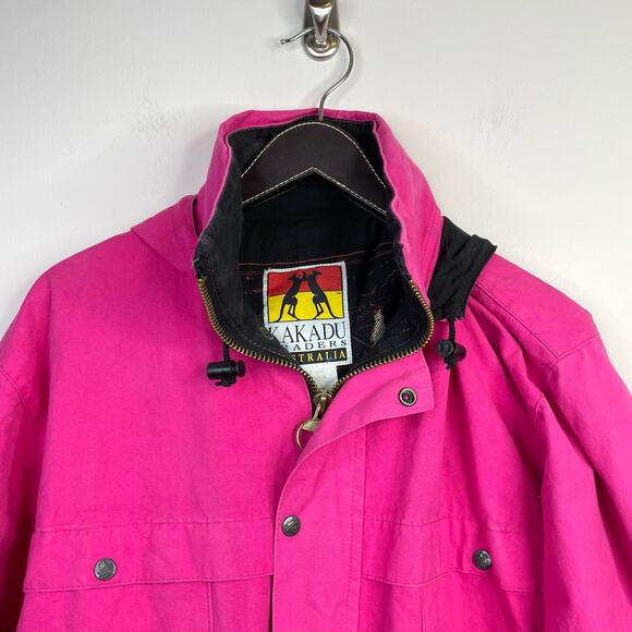 Vintage 80s Kakadu Traders Pink Outback Utility Workwear Distressed Jacket M - Picture 3 of 14